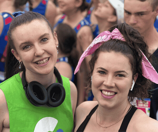 Saskia, a Canteen young person, connecting with another young person impacted by cancer at a Canteen event